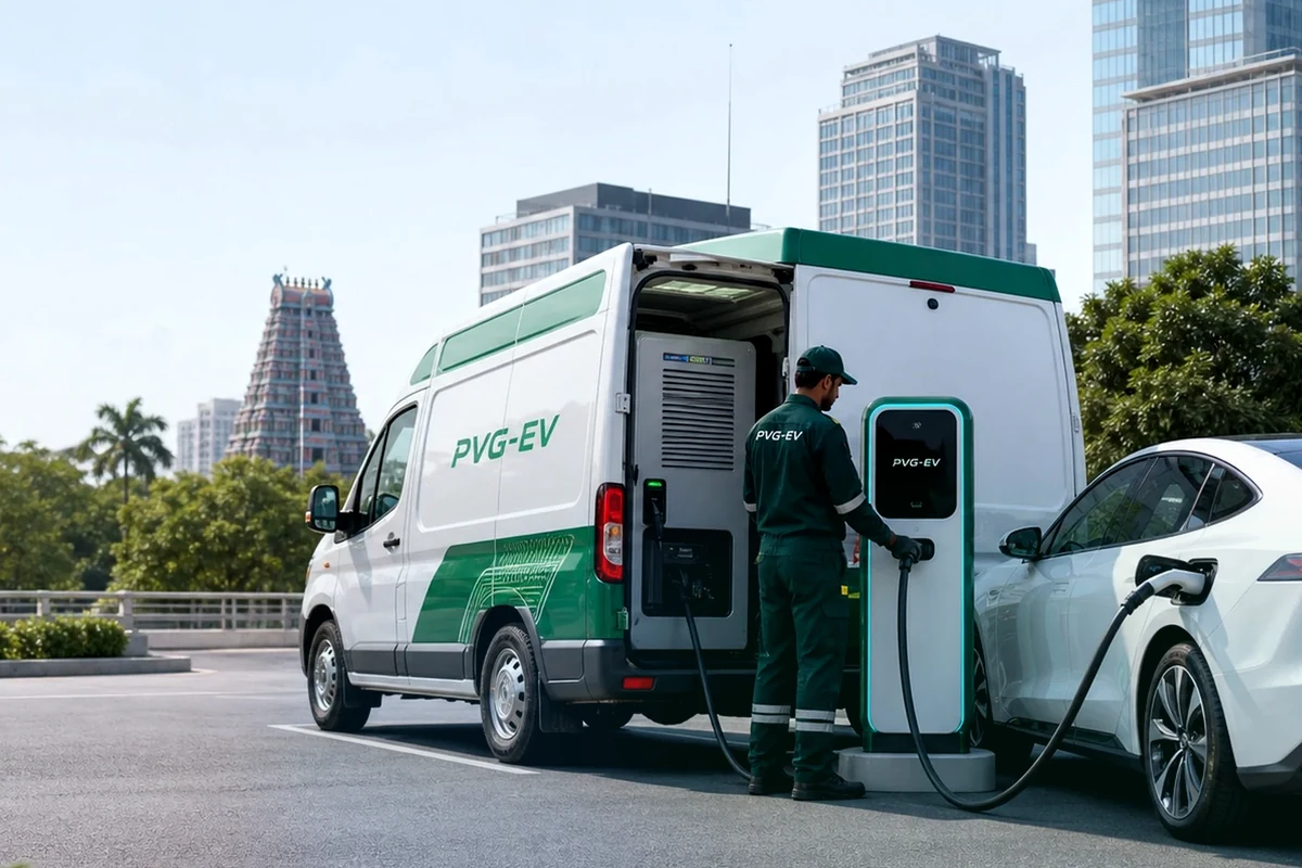 Representative corporate EV fleet charging at an office campus