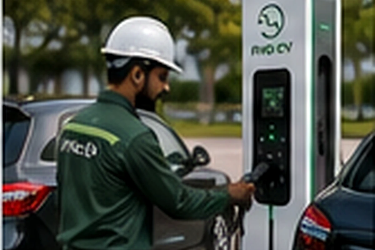PVG-EV technician managing a fleet charging operation