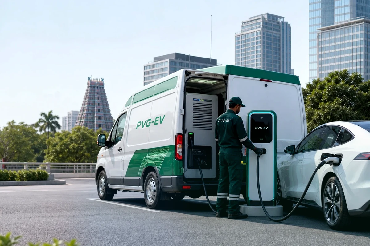 PVG-EV mobile charging support at a fleet depot operating location