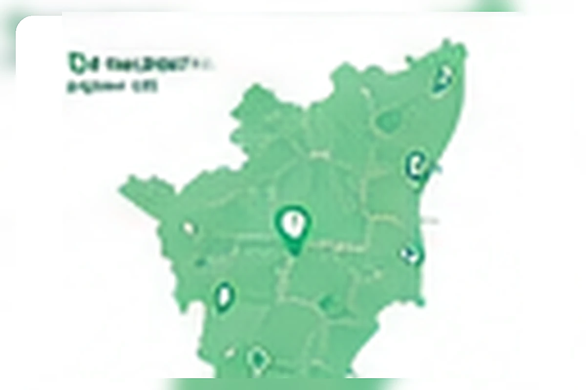 Tamil Nadu regional focus map with key city pins
