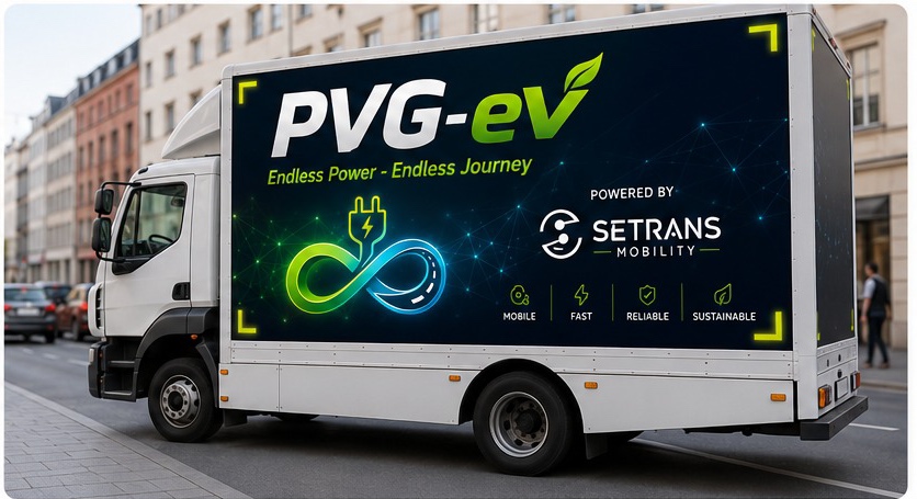 PVG-EV mobile charging unit supporting an electric vehicle